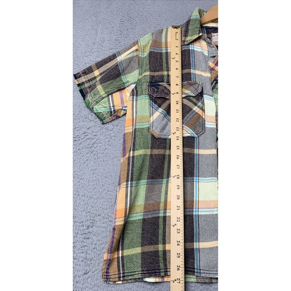 New We The Free Free People Top Womens Size Small Raw Hem on Sleeves Plaid Top - Picture 2 of 10